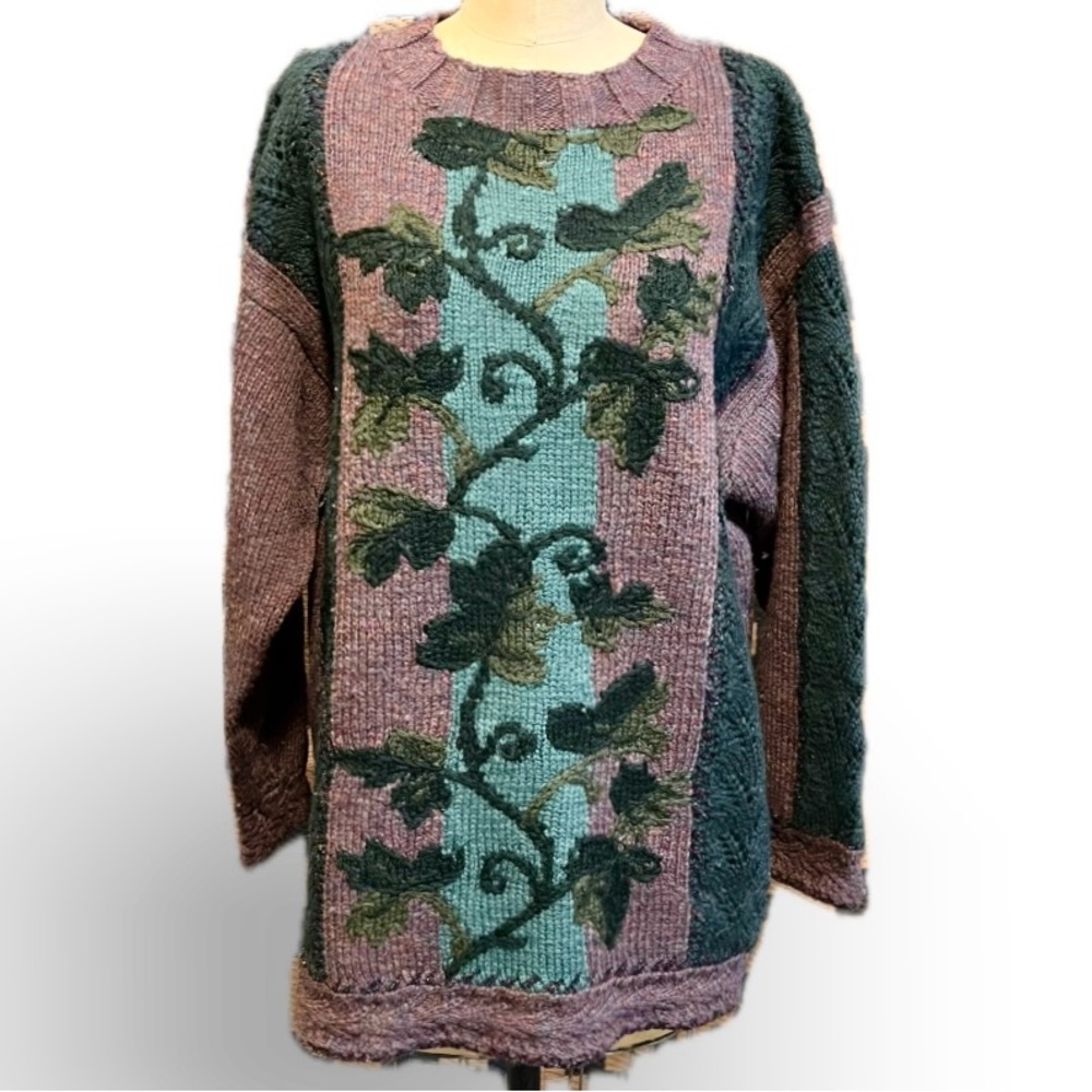 Vintage ivy‎ vines woodland earthy oversized sweater Express Tricot fairy forest